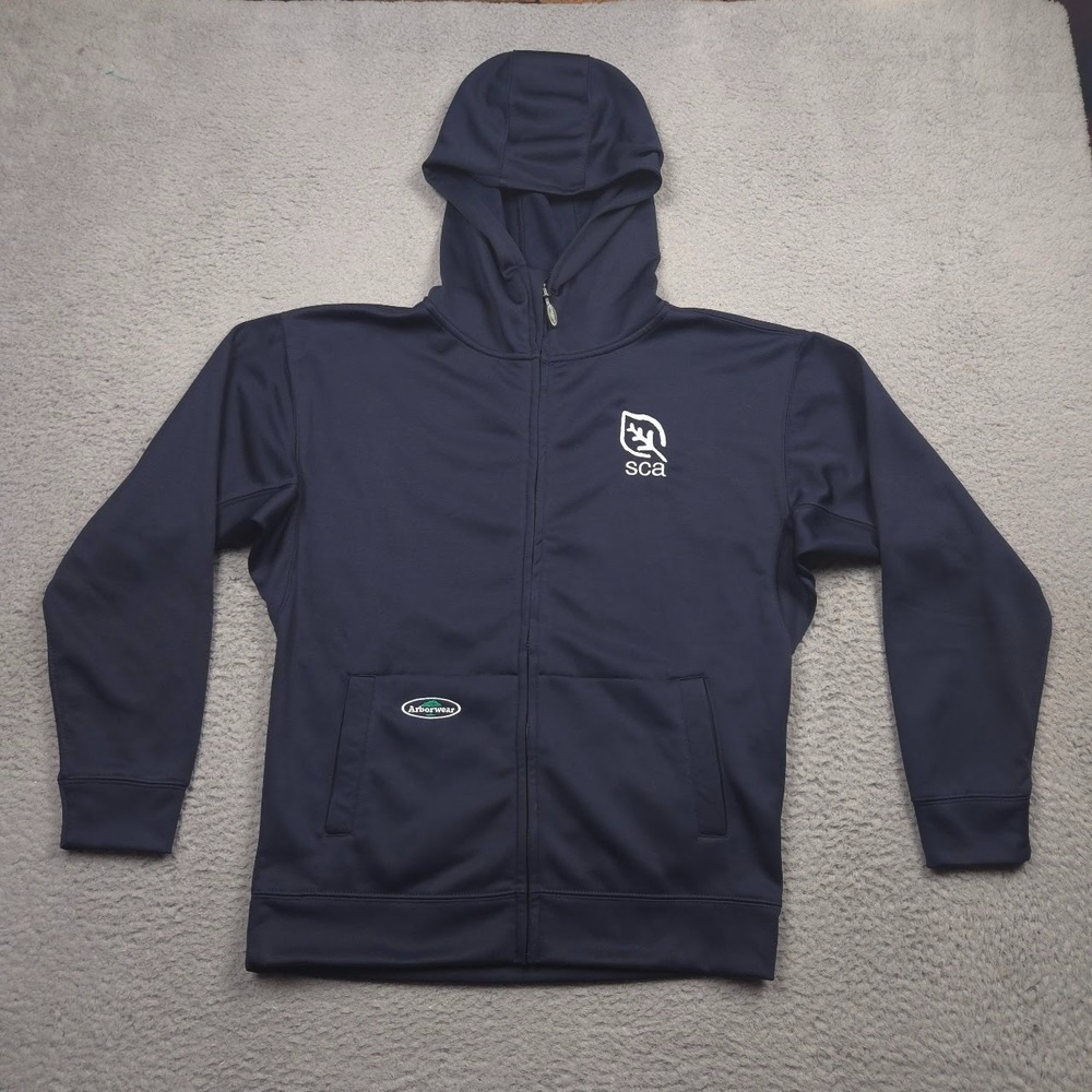 Arborwear SCA Full Zip Hoodie Mens Small Navy Polyester Fleece Work Jacket